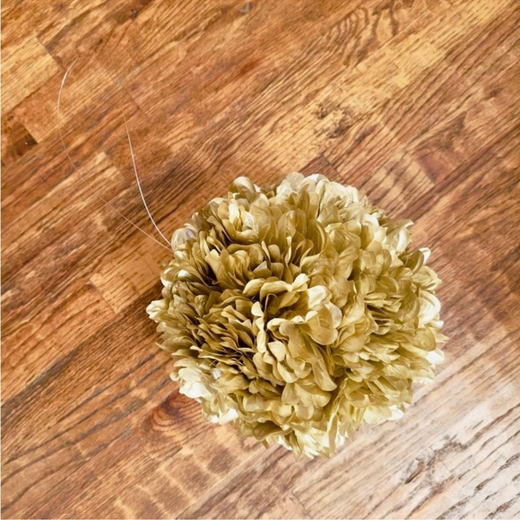 2 GOLD METALLIC POM-POM Party Wedding Shower Decorations 10” ea w Hanging Loops - Picture 10 of 16